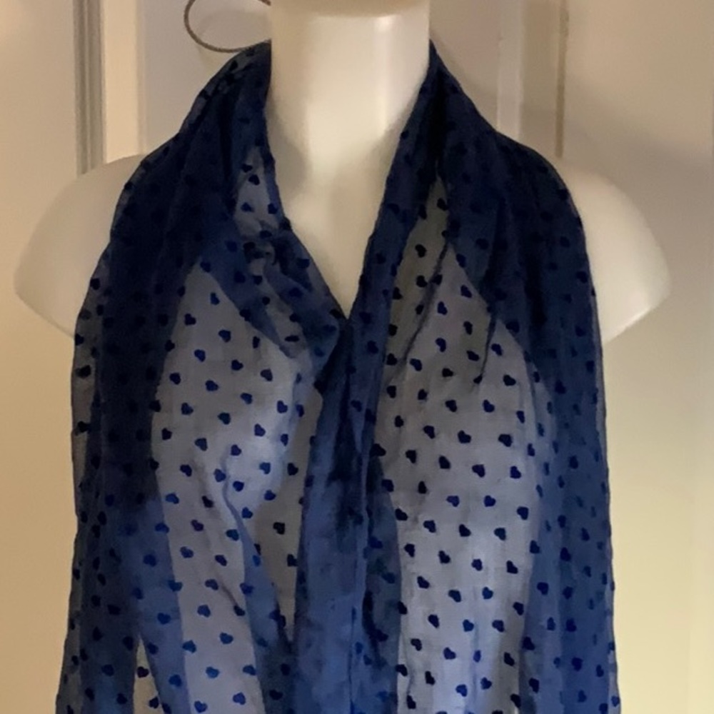 Blue Heart Sheer Scarf - Picture 2 of 7